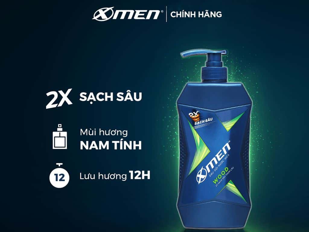 Dầu gội nước hoa X-Men Wood Sport 2x sạch sâu 650g